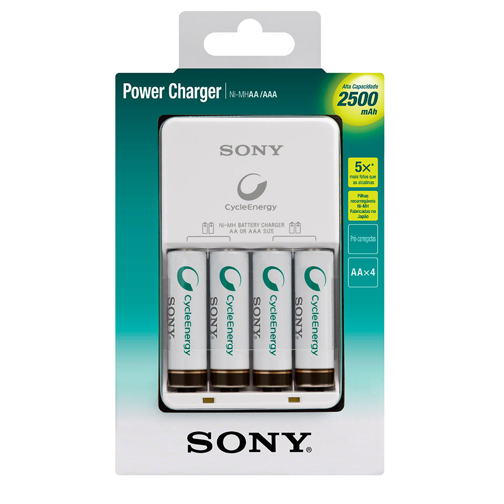 Carregador-de-Pilhas-Sony-com-4-pilhas-de-2500mAh-Multi-Use-Premium---BCG-34HH4GN Carregador-de-Pilhas-Sony-com-4-pilhas-de-2500mAh-Multi-Use-Premium---BCG-34HH4GN