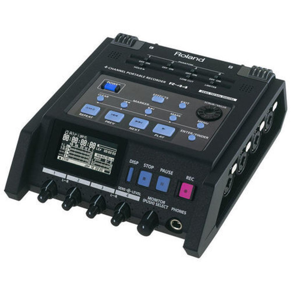 Gravador Digital de Campo Roland R-44 Portátil com 4 Canais XLR e TRS Gravador Digital de Campo Roland R-44 Portátil com 4 Canais XLR e TRS