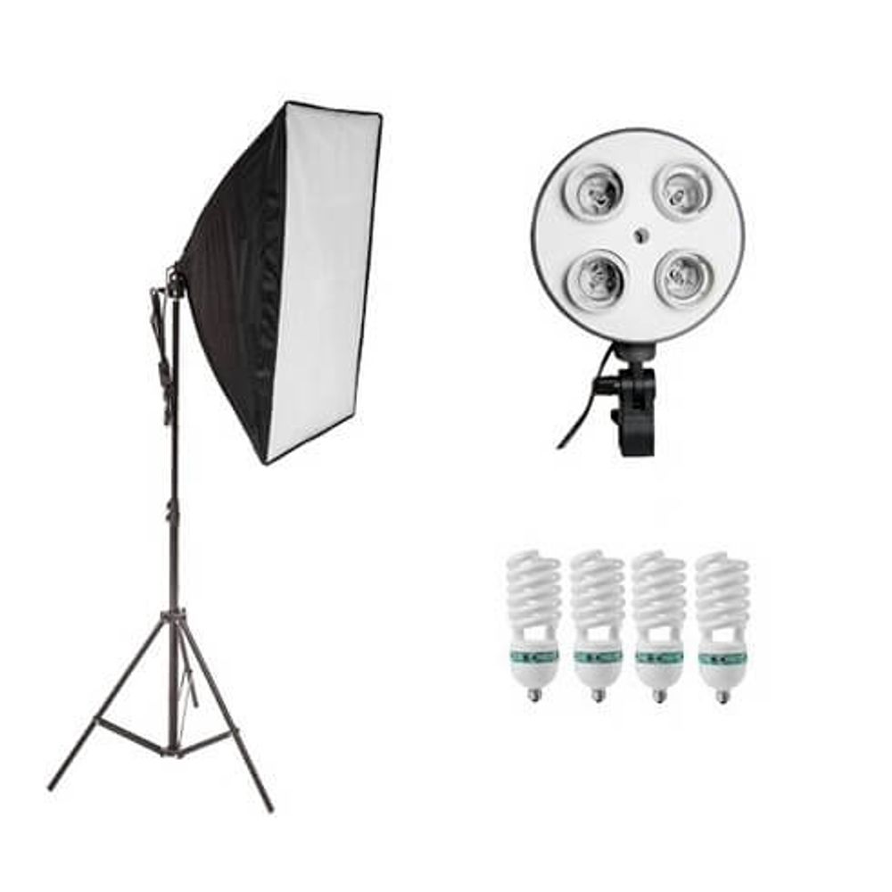 Kit-de-iluminacao-para-Estudio-Fotografico-com-Softbox-e-4-Lampadas Kit-de-iluminacao-para-Estudio-Fotografico-com-Softbox-e-4-Lampadas