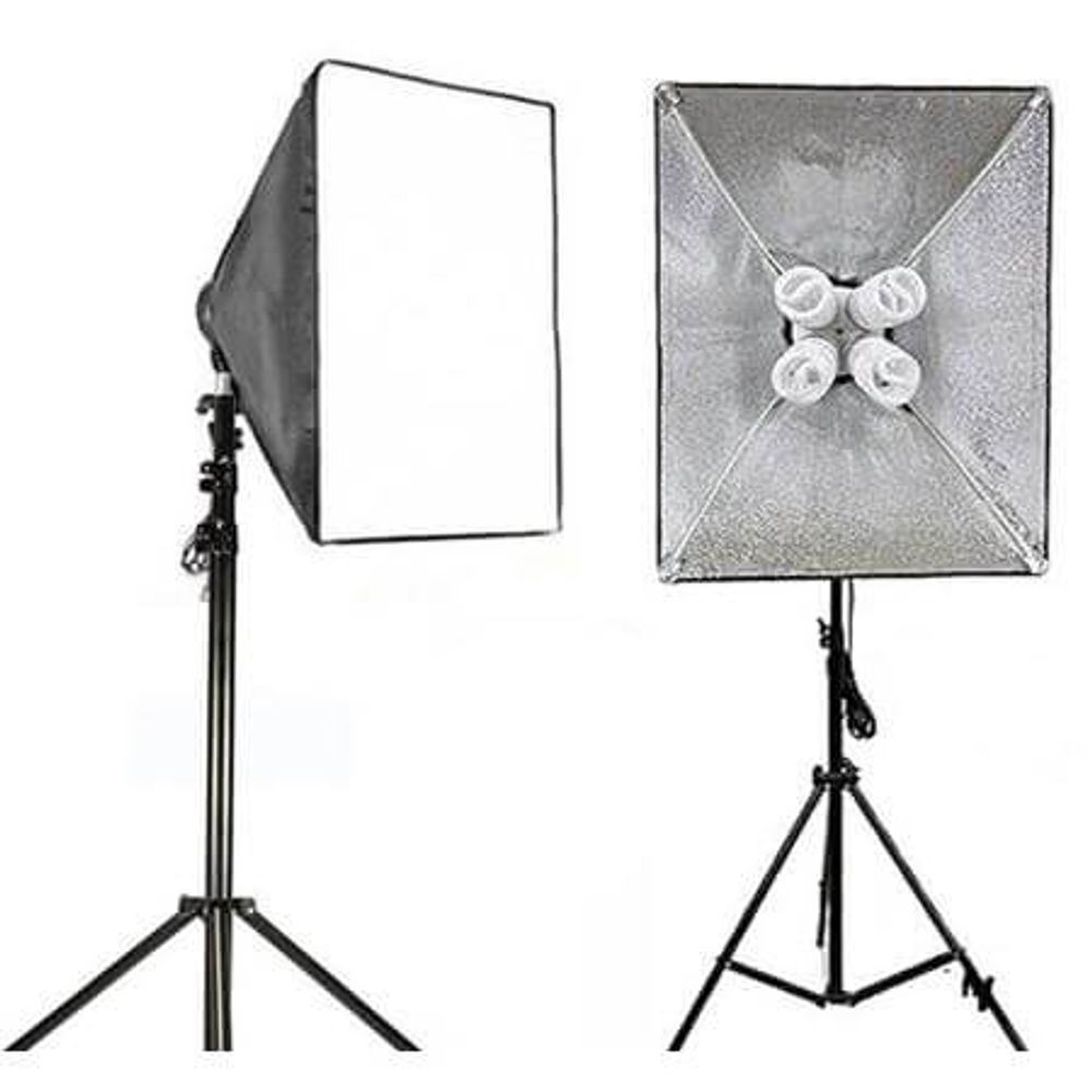 Kit-de-Iluminacao-com-Softbox-50x100cm-4-Lampadas-de-70w-e-Tripe-de-iluminacao Kit-de-Iluminacao-com-Softbox-50x100cm-4-Lampadas-de-70w-e-Tripe-de-iluminacao
