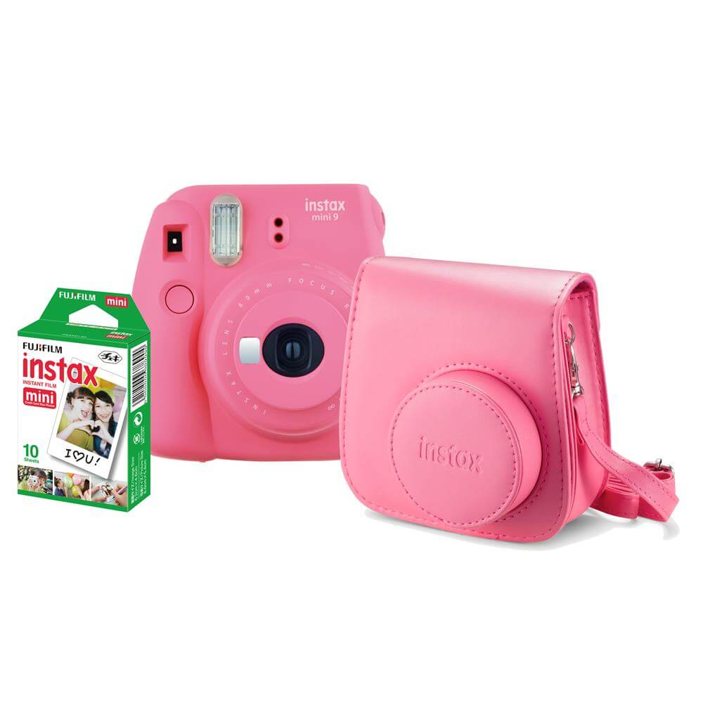 Kit-Camera-Instantanea-Fujifilm-Instax-Mini-9-Rosa-Flamingo-com-Bolsa-e-Filme-Instantaneo-para-10-Fotos Kit-Camera-Instantanea-Fujifilm-Instax-Mini-9-Rosa-Flamingo-com-Bolsa-e-Filme-Instantaneo-para-10-Fotos