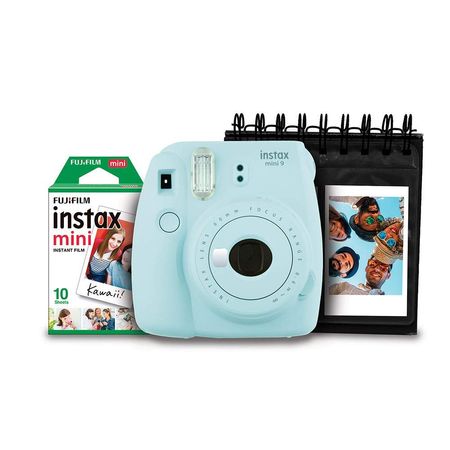 Kit-Camera-Instantanea-Instax-Mini-9-Fujifilm-com-Porta-Fotos-e-Filme-10-Poses---Azul-Acqua