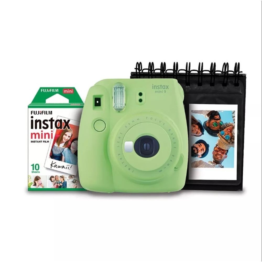 Kit-Camera-Instantanea-Instax-Mini-9-Fujifilm-com-Porta-Fotos-e-Filme-10-Poses---Verde-Lima Kit-Camera-Instantanea-Instax-Mini-9-Fujifilm-com-Porta-Fotos-e-Filme-10-Poses---Verde-Lima