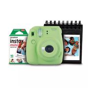 Kit-Camera-Instantanea-Instax-Mini-9-Fujifilm-com-Porta-Fotos-e-Filme-10-Poses---Verde-Lima