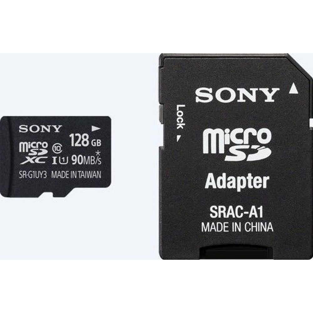 Cartao-microSDXC-128Gb-Sony-UHS-I-XAVC-S-4K-de-90-Mb-s-com-Adaptador-SD--Classe-10- Cartao-microSDXC-128Gb-Sony-UHS-I-XAVC-S-4K-de-90-Mb-s-com-Adaptador-SD--Classe-10-