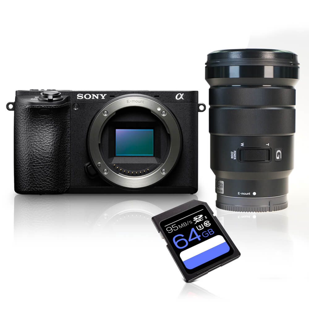 Kit-Camera-Sony-Alpha-A6500-E-mount-4K---Lente-Sony-PZ-18-105mm-f4-G---Cartao-SDXC-64Gb-de-95Mbs Kit-Camera-Sony-Alpha-A6500-E-mount-4K---Lente-Sony-PZ-18-105mm-f4-G---Cartao-SDXC-64Gb-de-95Mbs