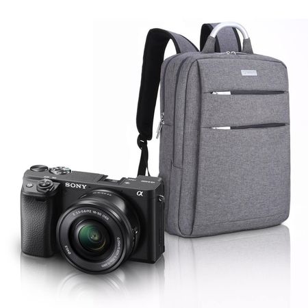 Kit-Sony-a6400-Mirrorless-com-Lente-16-50mm---Mochila-Profissional-a-Prova-D-Agua-e-Laptop