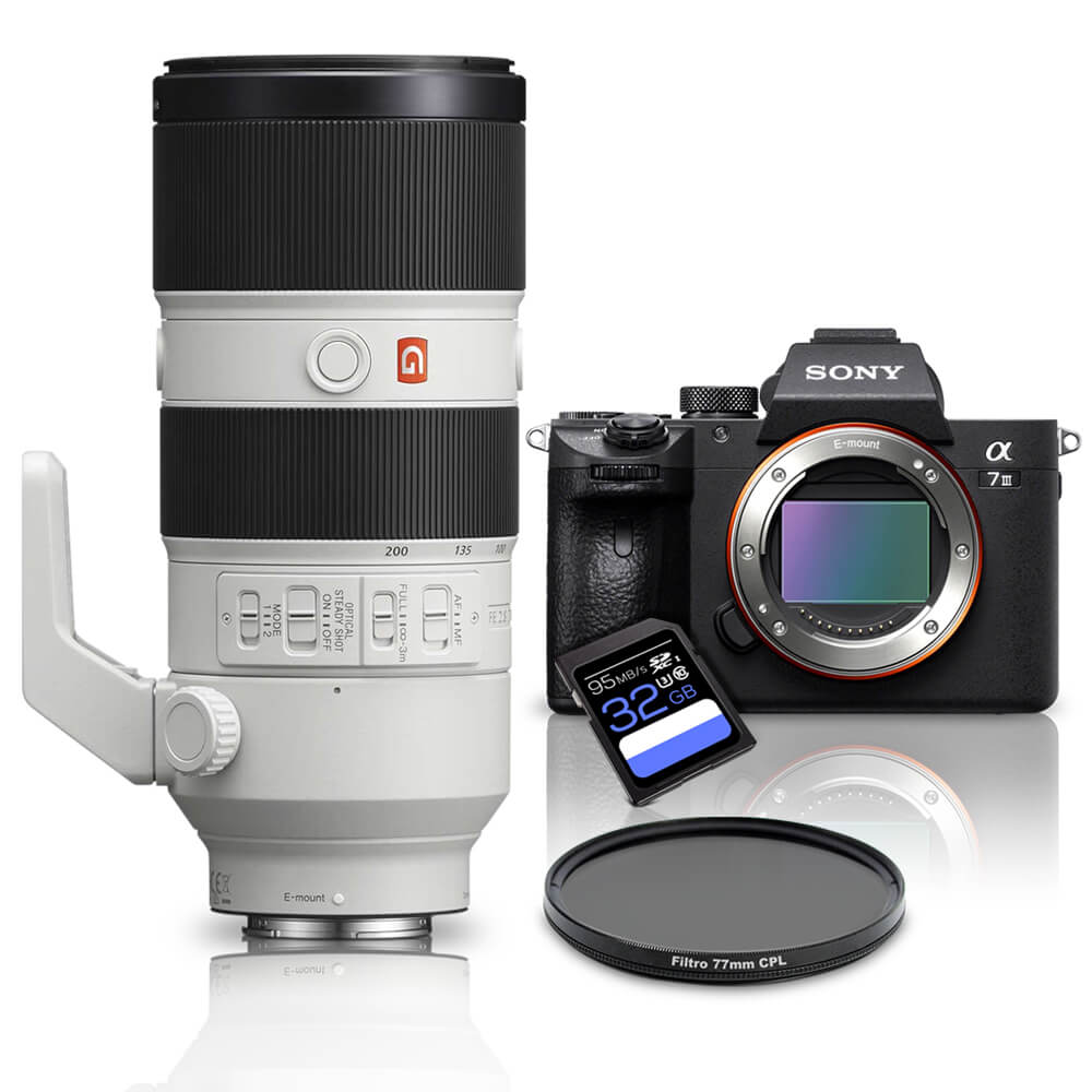 Kit-Sony-a7III-Mirrorless---Lente-Sony-FE-70-200mm-GM-OSS---Filtro-CPL-77mm---Cartao-SDXC-32Gb-de-95Mb-s Kit-Sony-a7III-Mirrorless---Lente-Sony-FE-70-200mm-GM-OSS---Filtro-CPL-77mm---Cartao-SDXC-32Gb-de-95Mb-s