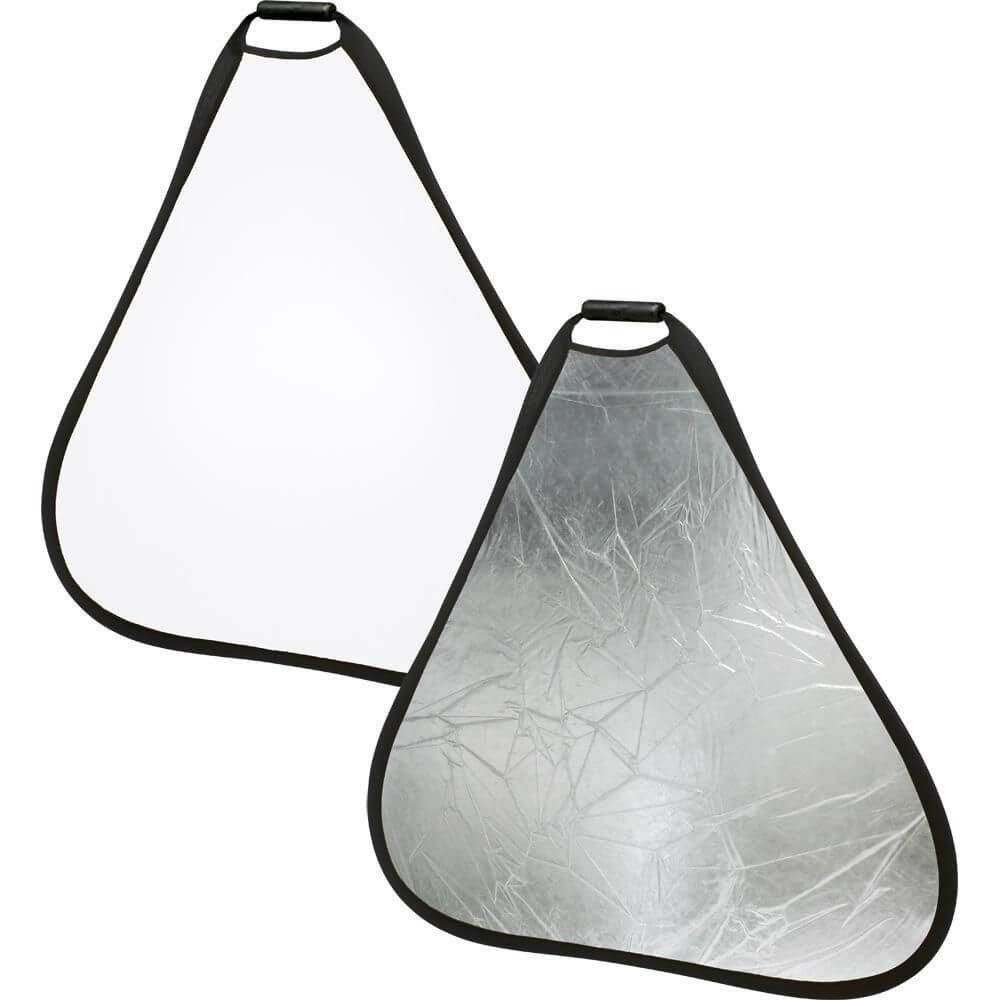 -Rebatedor-Triangular-2-em-1-Branco-e-Prata-de-110cm-com-Alca -Rebatedor-Triangular-2-em-1-Branco-e-Prata-de-110cm-com-Alca