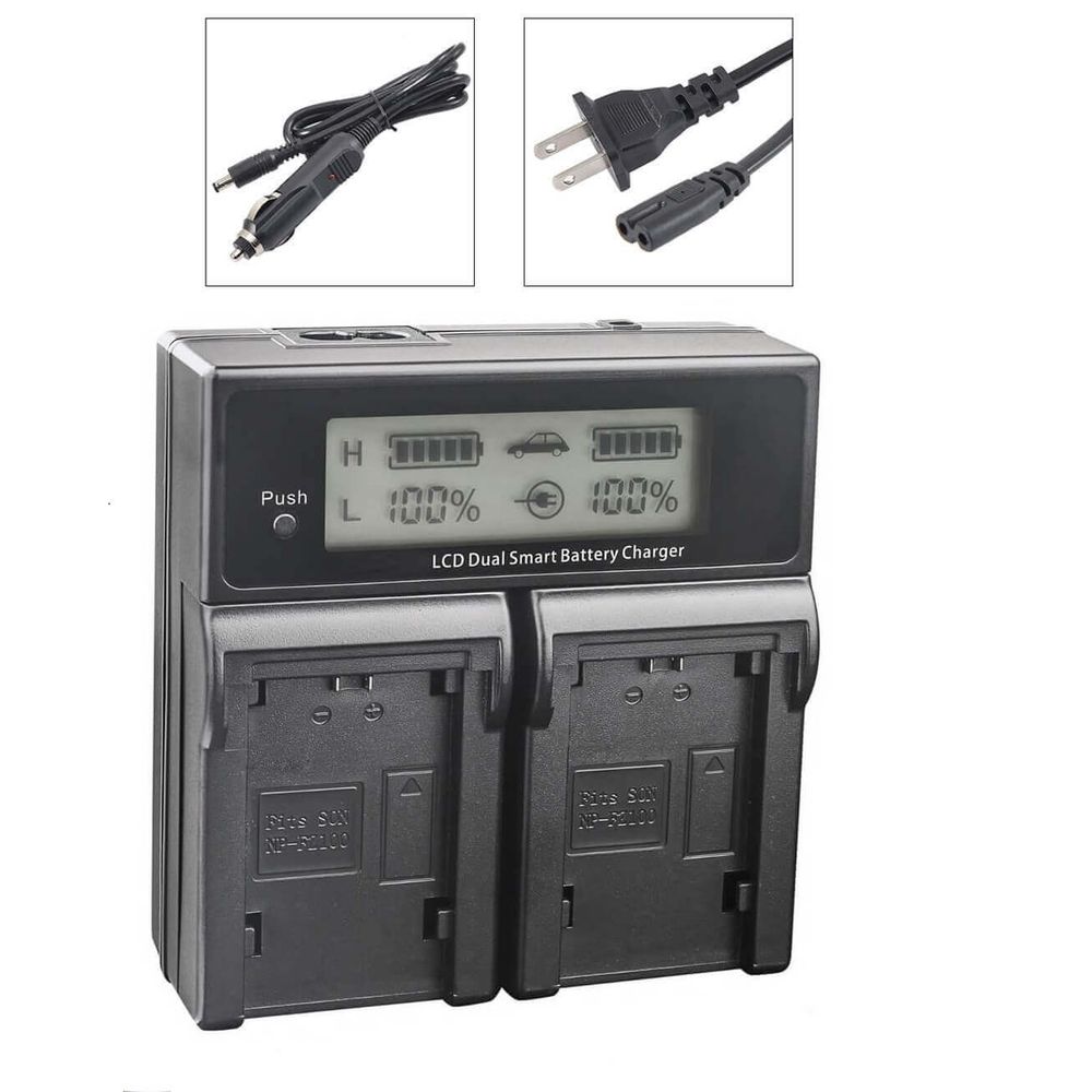 Carregador-Duplo-para-Sony-NP-FV50-de-Carga-Rapida-e-Visor-de-LCD--Bivolt- Carregador-Duplo-para-Sony-NP-FV50-de-Carga-Rapida-e-Visor-de-LCD--Bivolt-