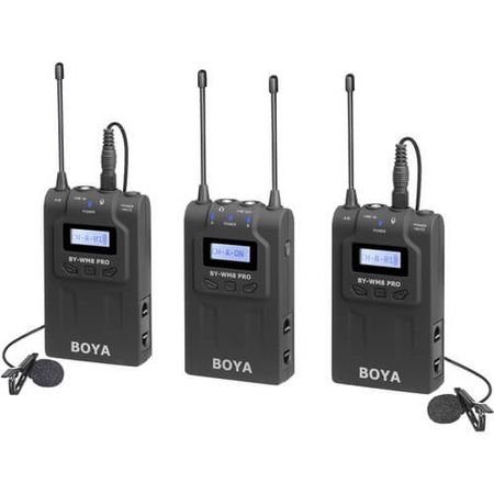 Sistema-Microfone-Lapela-Sem-Fio-Boya-BY-WM8-Pro-K2-Wireless-de-Dois-Canais-UHF