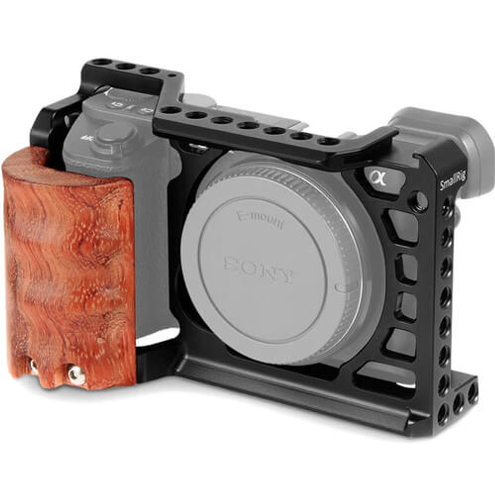 Kit-Gaiola-Cage-SmallRig-2097-com-Punho-Handgrip-de-Madeira-para-Sony-a6500 Kit-Gaiola-Cage-SmallRig-2097-com-Punho-Handgrip-de-Madeira-para-Sony-a6500