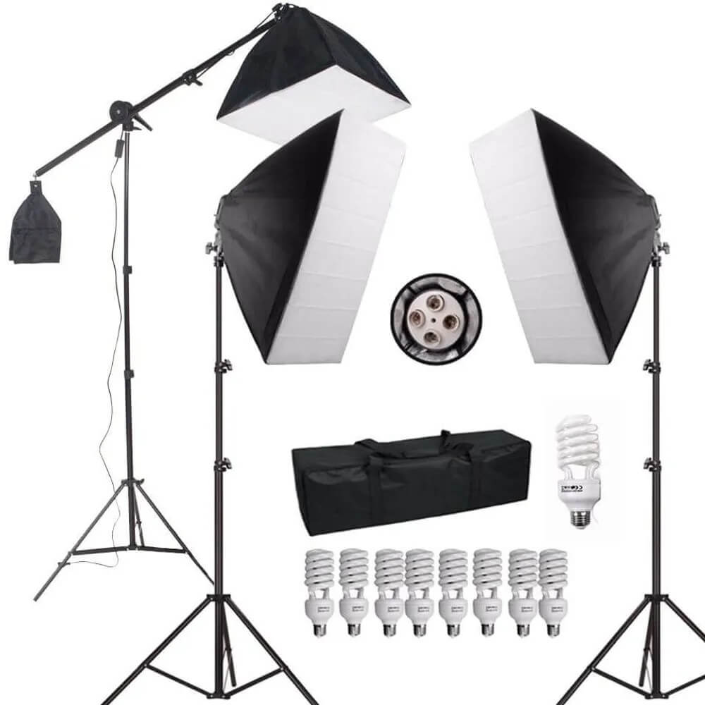 Kit-de-Iluminacao-para-Estudio-Fotografico-com-Softboxes-Girafa-e-Tripes-de-Iluminacao--220V- Kit-de-Iluminacao-para-Estudio-Fotografico-com-Softboxes-Girafa-e-Tripes-de-Iluminacao--220V-
