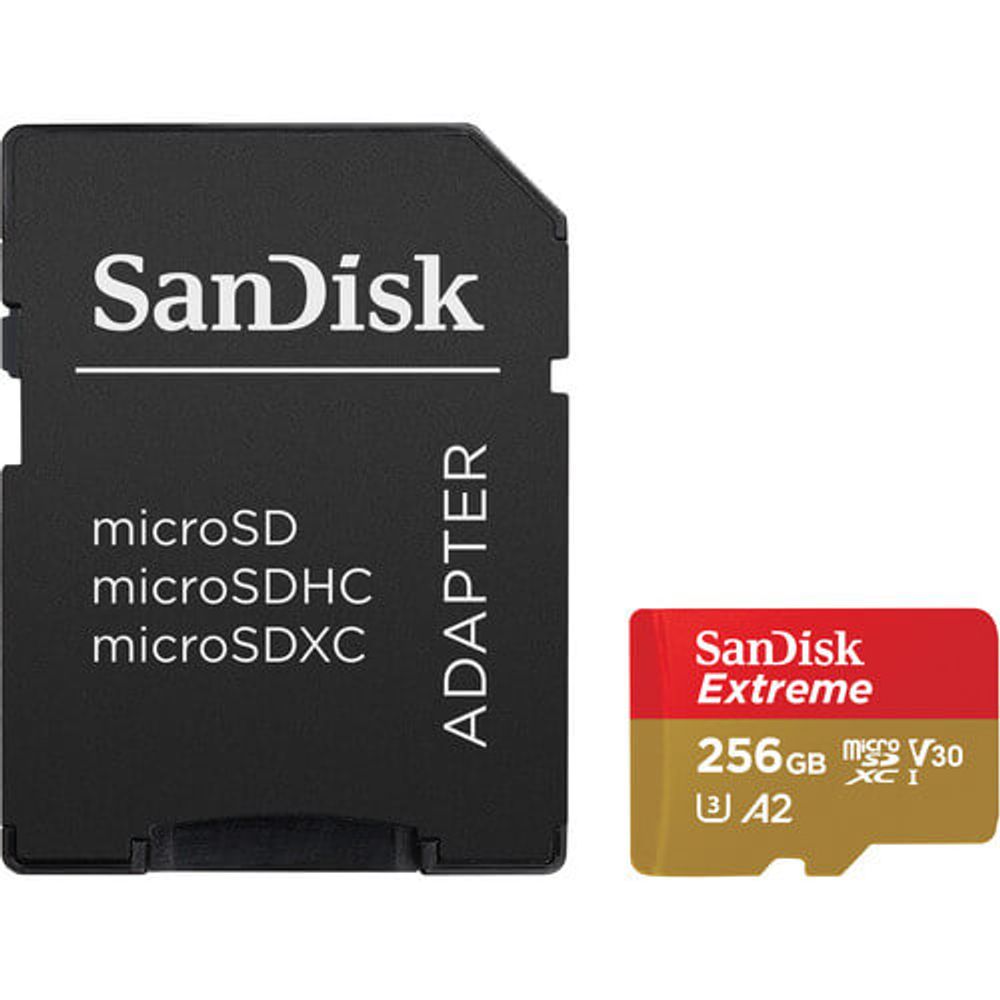 Cartao-MicroSDXC-SanDisk-256Gb-Extreme-UHS-I-A2-com-Adaptador-SD Cartao-MicroSDXC-SanDisk-256Gb-Extreme-UHS-I-A2-com-Adaptador-SD