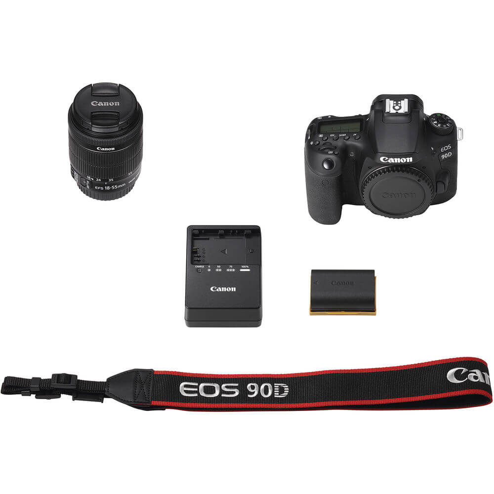 DSLR Canon EOS 90D e Lente 18-55 - eMania Foto e Video