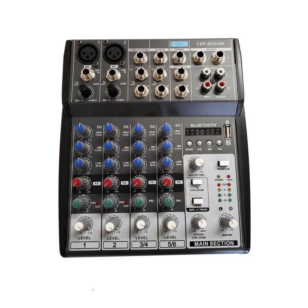 Mesa-de-Som-Analogica-6-Canais-USB-CSR-802--110V- Mesa-de-Som-Analogica-6-Canais-USB-CSR-802--110V-
