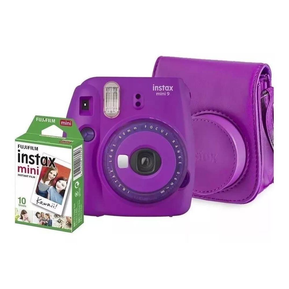 Kit-Camera-Instantanea-Fujifilm-Instax-Mini-9-Roxo-Acai-com-Bolsa-e-Filme Kit-Camera-Instantanea-Fujifilm-Instax-Mini-9-Roxo-Acai-com-Bolsa-e-Filme