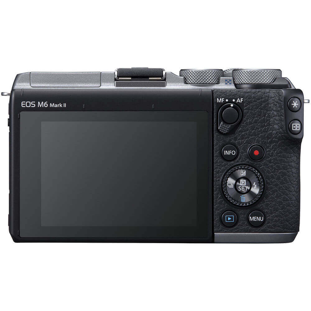 Canon M6 MII Mirrorless 15-45mm VF Prata - eMania Foto e Video