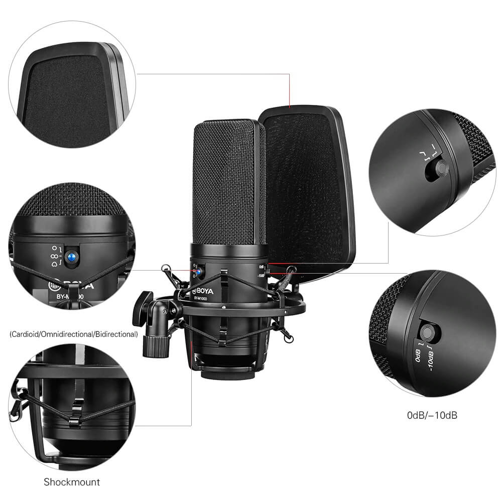 Microphone Studio BOYA BY-M800 USB – Cardioïde Pour Ordinateur – Parfait Pour Podcast
