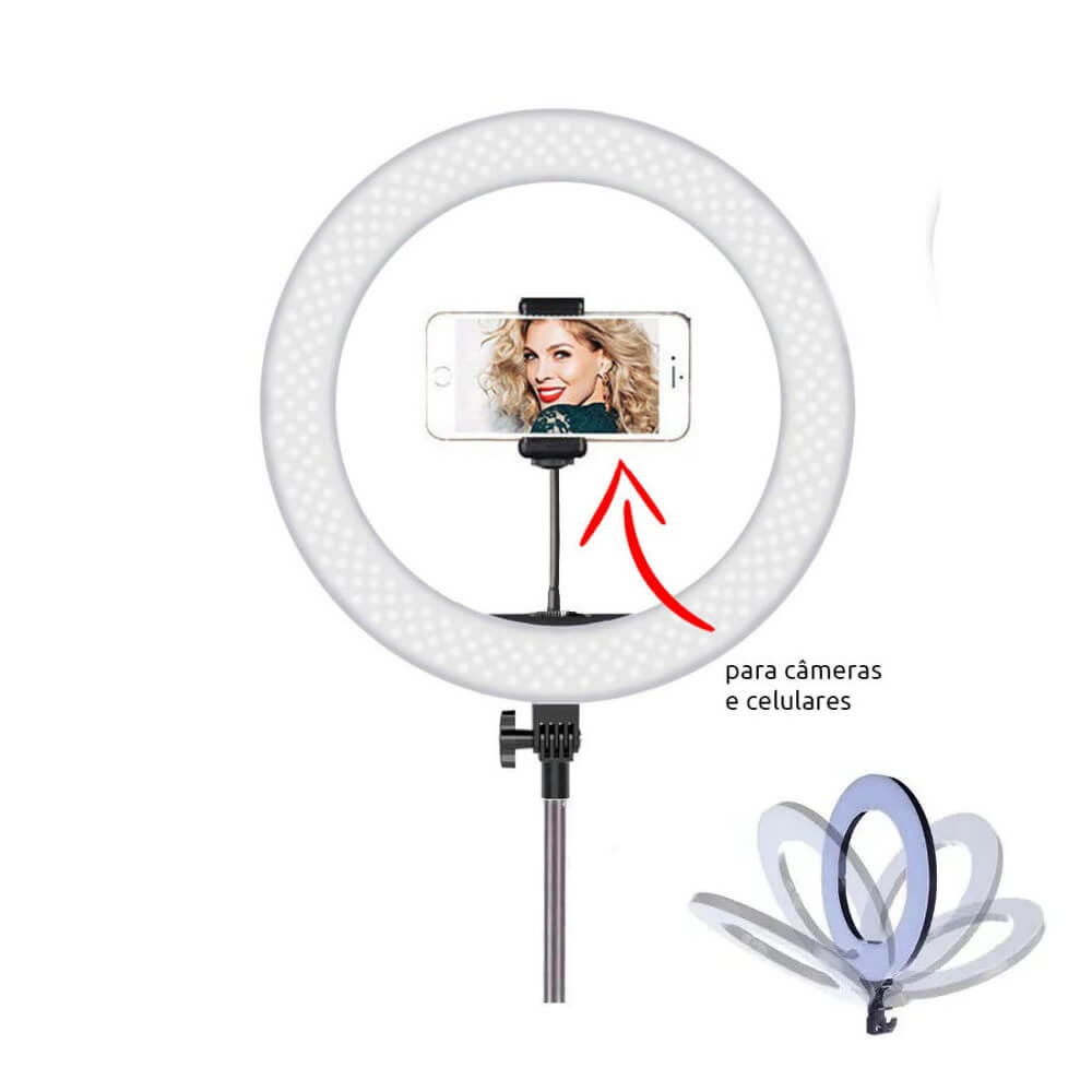 Iluminador-Led-Circular-14--60W-Ring-Light-35cm-com-Controle-e-Fonte-Bivolt Iluminador-Led-Circular-14--60W-Ring-Light-35cm-com-Controle-e-Fonte-Bivolt