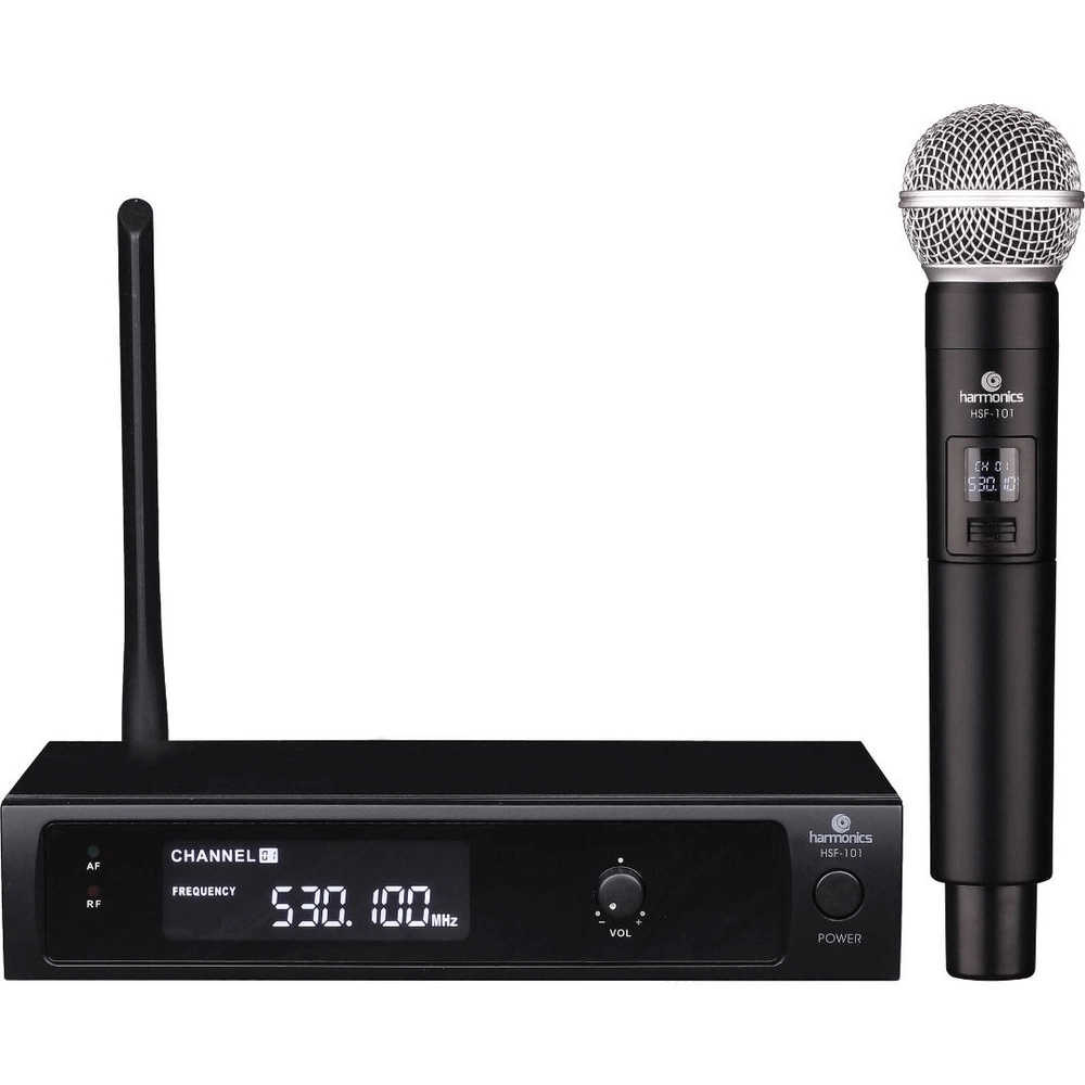 Sistema-Sem-Fio-de-Microfone-Mao-Harmonics-HSF-101-Wireless-UHF Sistema-Sem-Fio-de-Microfone-Mao-Harmonics-HSF-101-Wireless-UHF