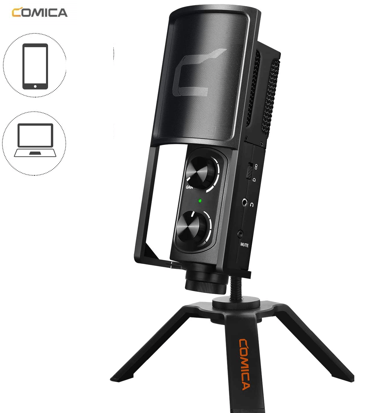 Microfone de Mesa USB Condensador Comica STM-USB Interface para Computadores e SmartPhones (USB-C)