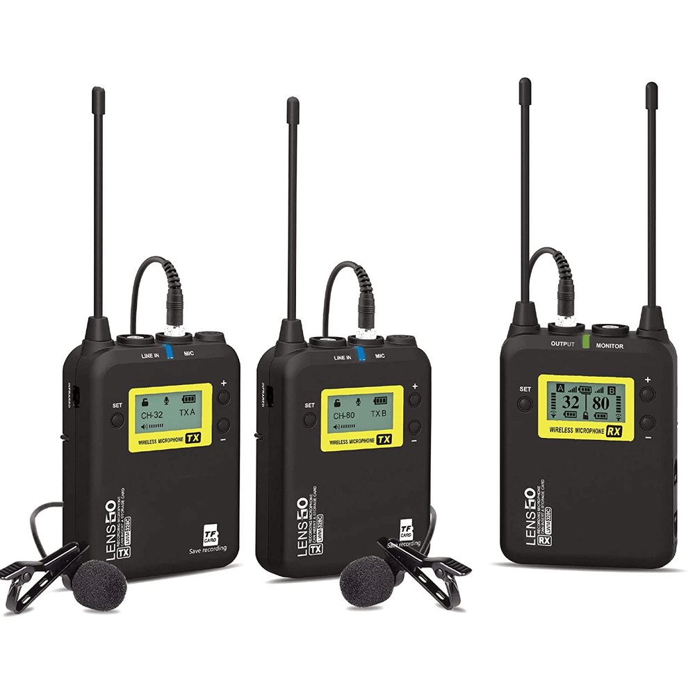 Sistema-Duplo-Microfone-Lapela-LensGo-LWM-328C-Wireless-99-Canais-UHF-Broadcast Sistema-Duplo-Microfone-Lapela-LensGo-LWM-328C-Wireless-99-Canais-UHF-Broadcast
