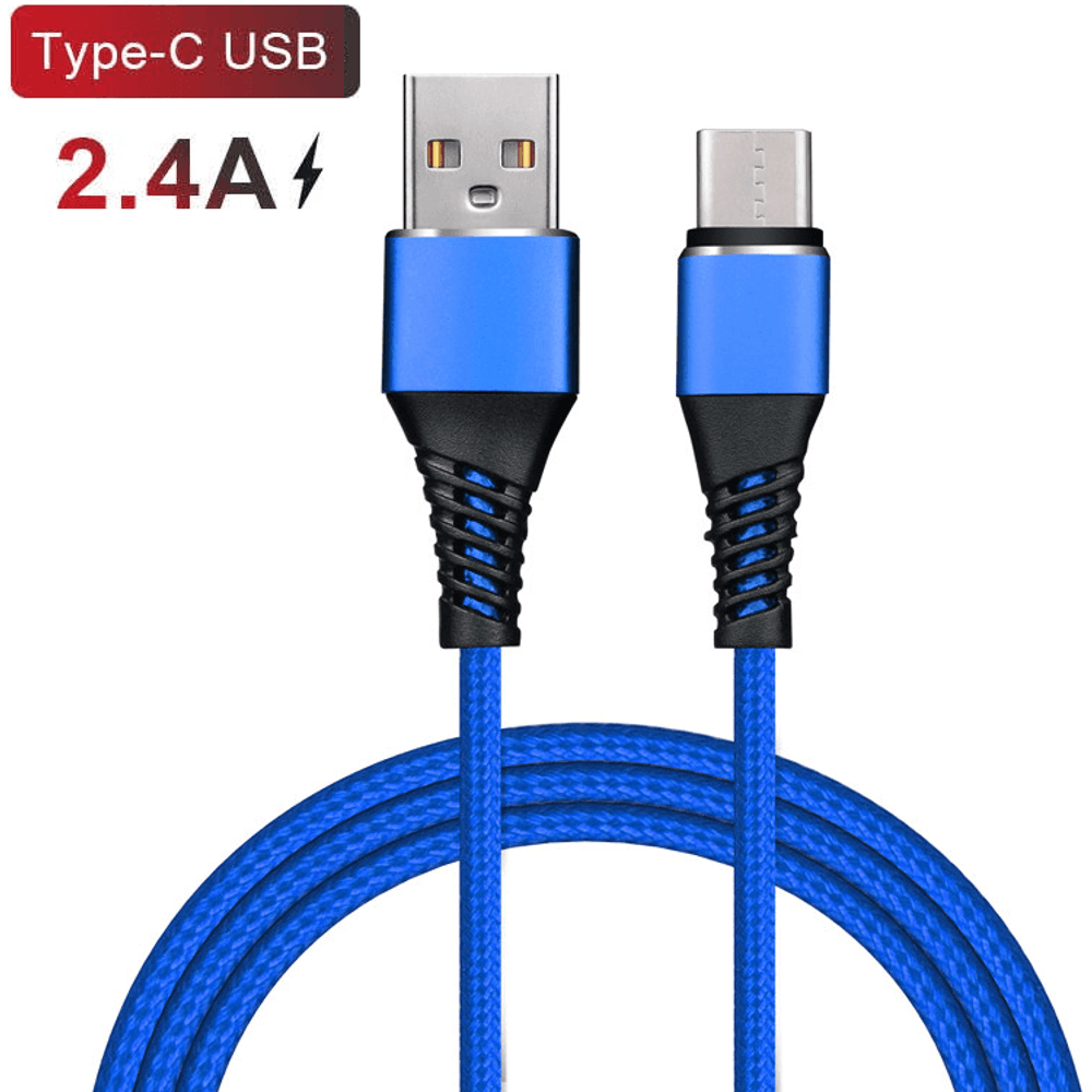 Cabo-USB-x-USB-C--Tipo-C--Carregamento-Rapido-2.4A-de-1m---Azul Cabo-USB-x-USB-C--Tipo-C--Carregamento-Rapido-2.4A-de-1m---Azul
