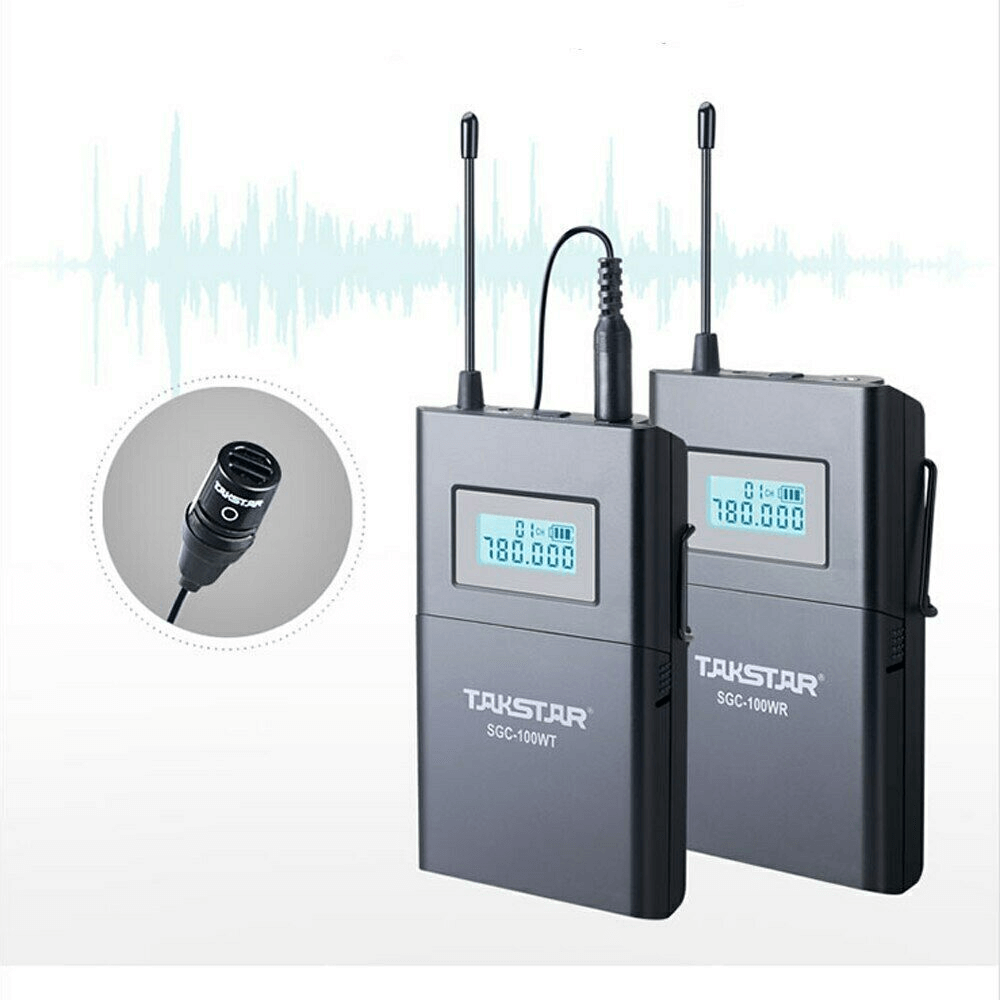 Sistema-Microfone-Lapela-Sem-Fio-Takstar-SGC-100W-Wireless-UHF-para-Cameras-e-Filmadoras Sistema-Microfone-Lapela-Sem-Fio-Takstar-SGC-100W-Wireless-UHF-para-Cameras-e-Filmadoras