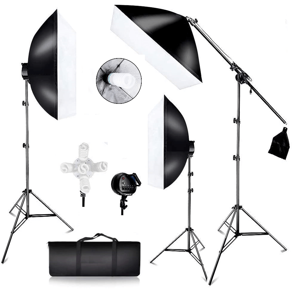 Kit-Iluminacao-Estudio-Softbox-50x60cm-8x-Lampadas-55w-e-1x135w-Girafa-e-Tripes-de-Iluminacao--110V- Kit-Iluminacao-Estudio-Softbox-50x60cm-8x-Lampadas-55w-e-1x135w-Girafa-e-Tripes-de-Iluminacao--110V-