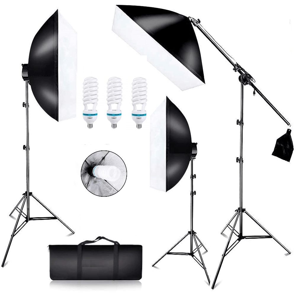 Kit-Iluminacao-Estudio-Softbox-50x60cm-3x-Lampadas-135w-Girafa-e-Tripes-de-Iluminacao--110V- Kit-Iluminacao-Estudio-Softbox-50x60cm-3x-Lampadas-135w-Girafa-e-Tripes-de-Iluminacao--110V-