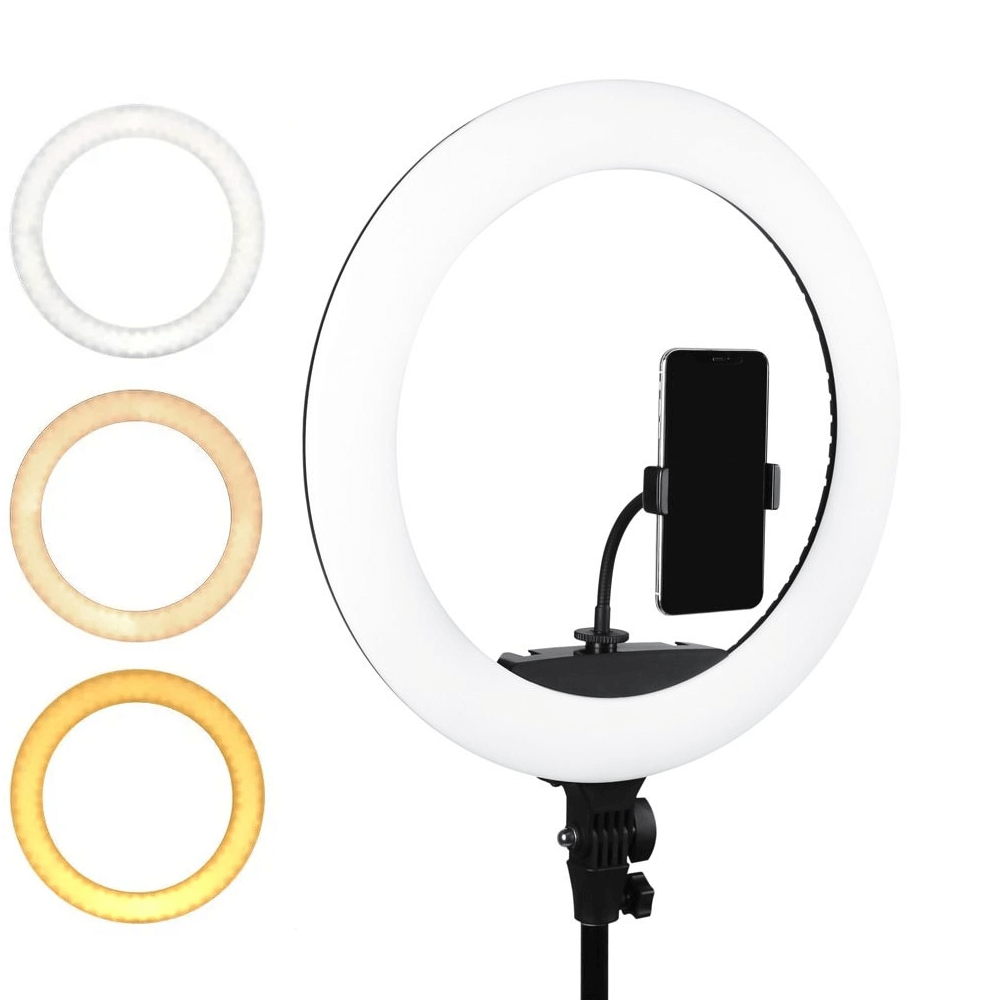 Iluminador-Circular-Led-Ring-Light-18----46cm-65W-USB-com-Fonte-Suporte-SmartPhone-e-Bolsa Iluminador-Circular-Led-Ring-Light-18----46cm-65W-USB-com-Fonte-Suporte-SmartPhone-e-Bolsa