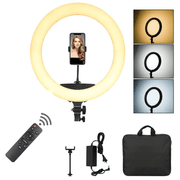 Iluminador-Circular-Led-Ring-Light-18----46cm-65W-USB-com-Fonte-Suporte-SmartPhone-Contole-Remoto-e-Bolsa