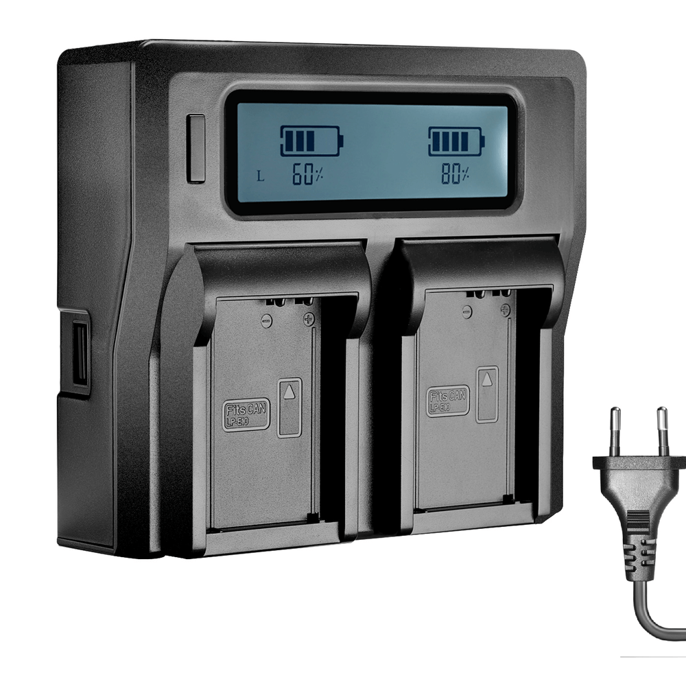Carregador-Duplo-Rapido-para-Bateria-Canon-LP-E10-com-USB--Bivolt- Carregador-Duplo-Rapido-para-Bateria-Canon-LP-E10-com-USB--Bivolt-