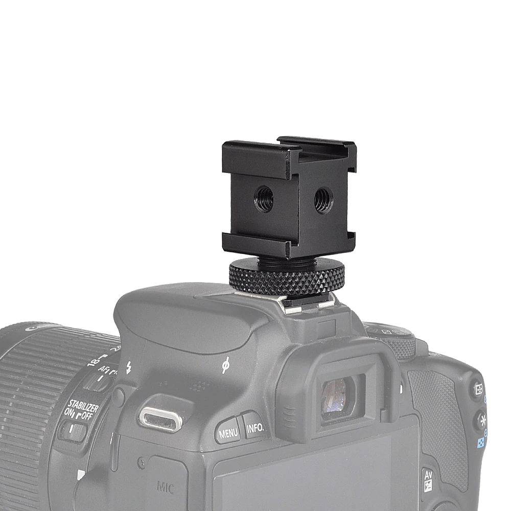 Sapata-de-Cabeca-Tripla-Cold-Shoe-de-Montagem-em-Cameras-e-Acessorios Sapata-de-Cabeca-Tripla-Cold-Shoe-de-Montagem-em-Cameras-e-Acessorios