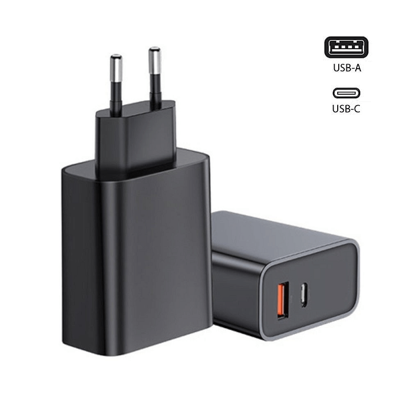 Carregador Duplo USB x USB-C Quick Charge 3.0 Qualcomm - eMania