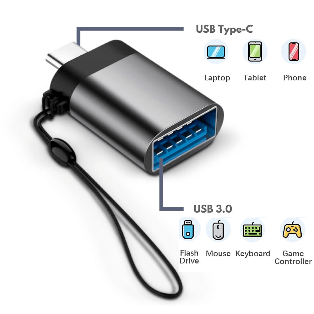 Adaptador USB Mini Adaptador USB3.0 para USB-C OTGpara Tipo C PD PLUG ...
