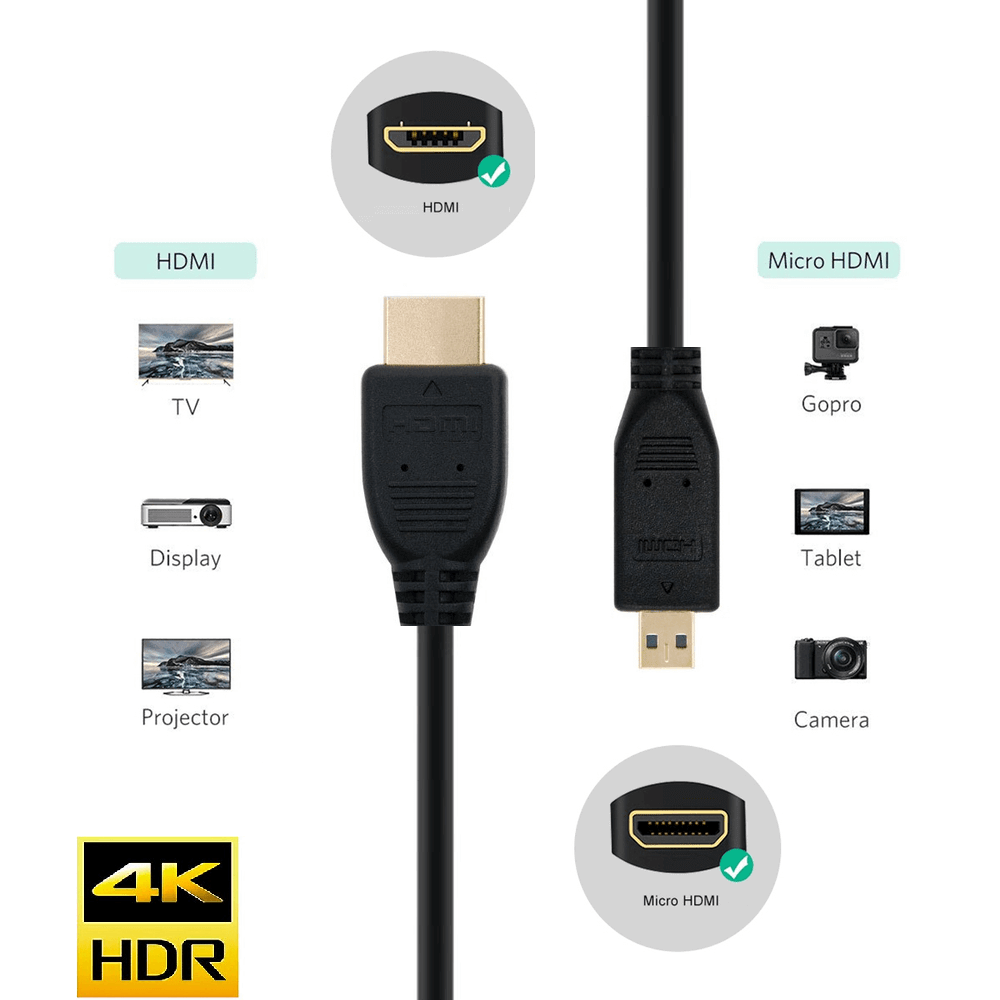 Cabo HDMI x Micro-HDMI (D) 4K Ultra HD 50cm - eMania Foto e Video