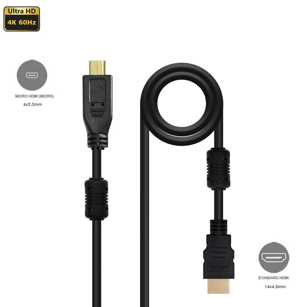 Cabo HDMI x Micro-HDMI (D) 4K HDR com Filtro 70cm - WorldView