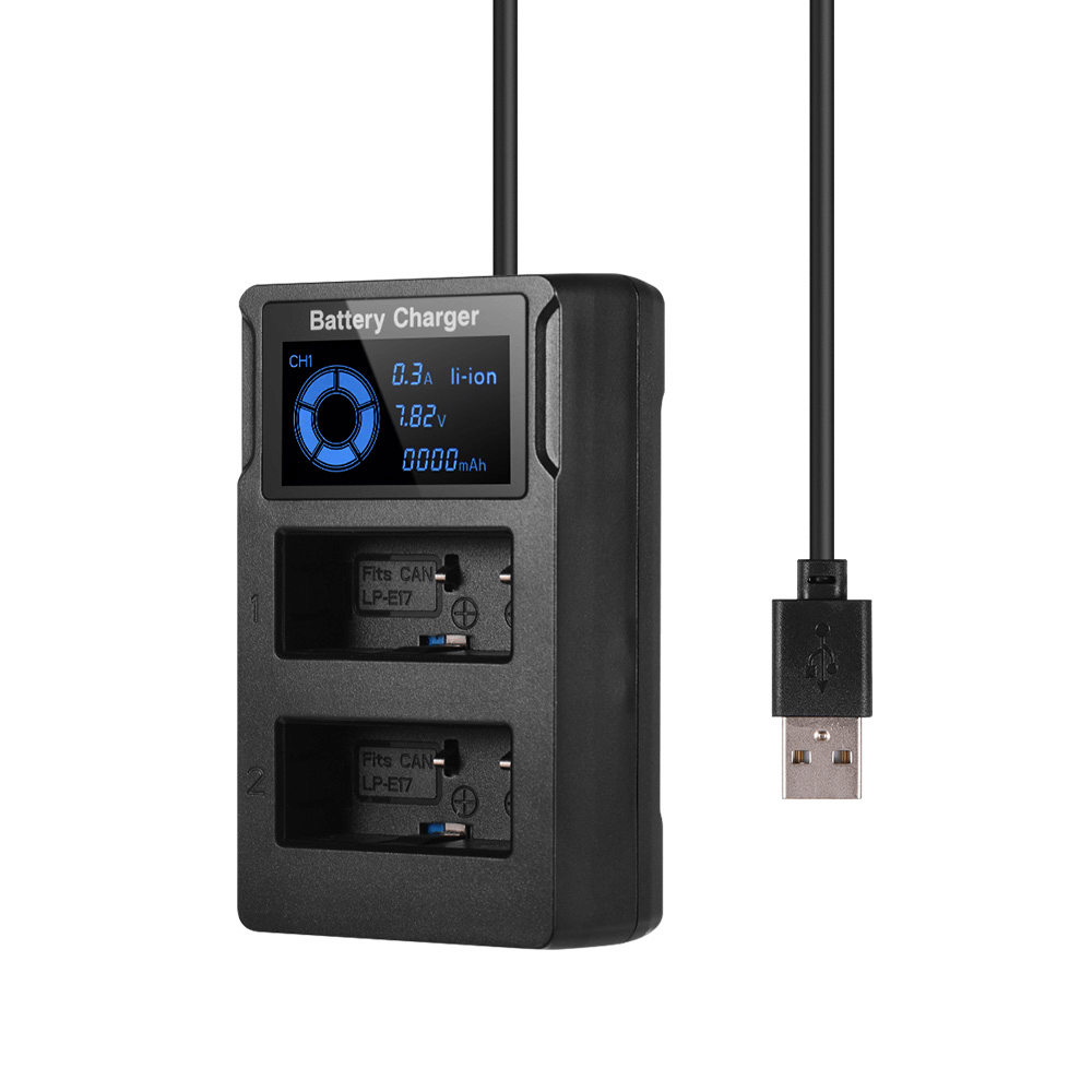 Carregador-de-Bateria-LP-E17-Duplo-USB Carregador-de-Bateria-LP-E17-Duplo-USB