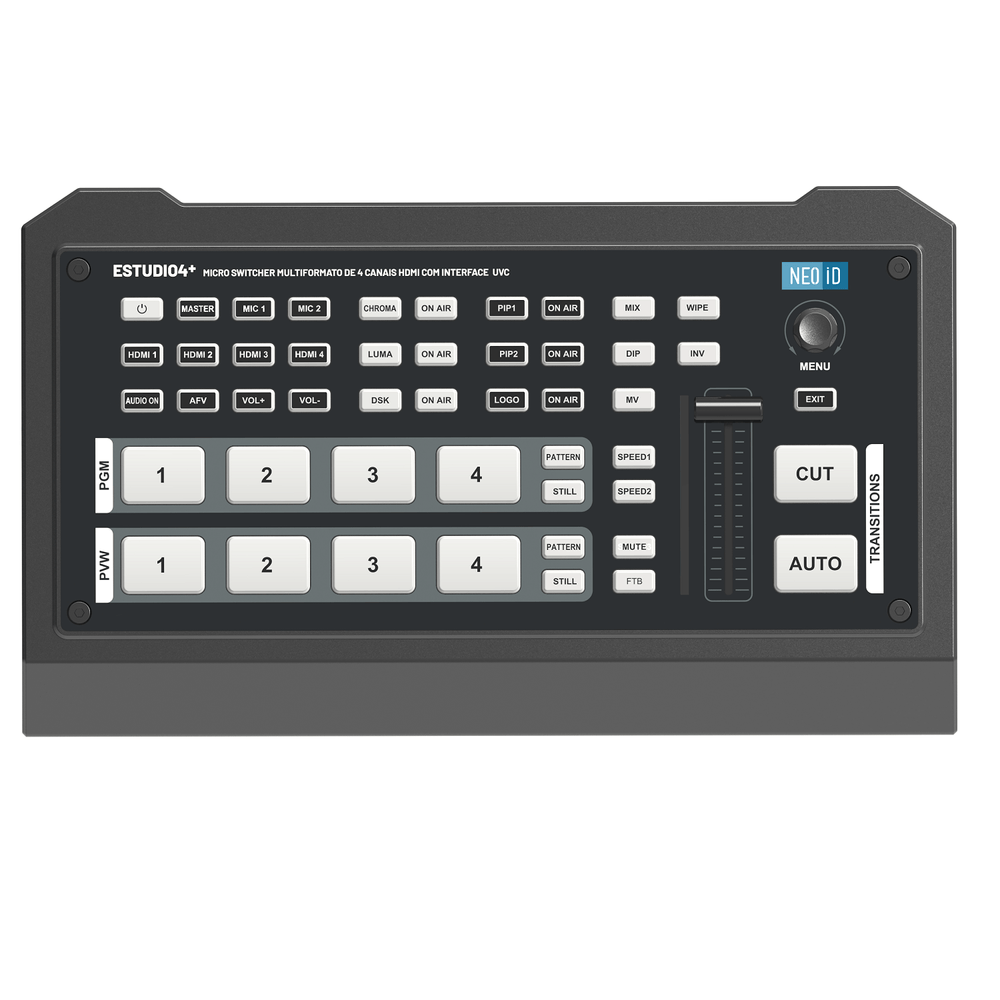 Mini-Switcher-NEOiD-Estudio-4--HDMI-MultiView-4-Canais-UVC-Live-Streaming Mini-Switcher-NEOiD-Estudio-4--HDMI-MultiView-4-Canais-UVC-Live-Streaming