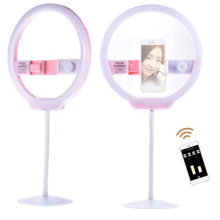 Iluminador-Circular-Ring-Light-LED-Yongnuo-YN128-II-Beauty-Light-Bi-Color-com-Espelho--Rosa-Pink-