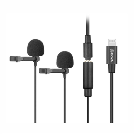 Microfones-Duplo-Lapela-Boya-BY-M2D-Omnidirecional-Conector-Lightning--iOS-
