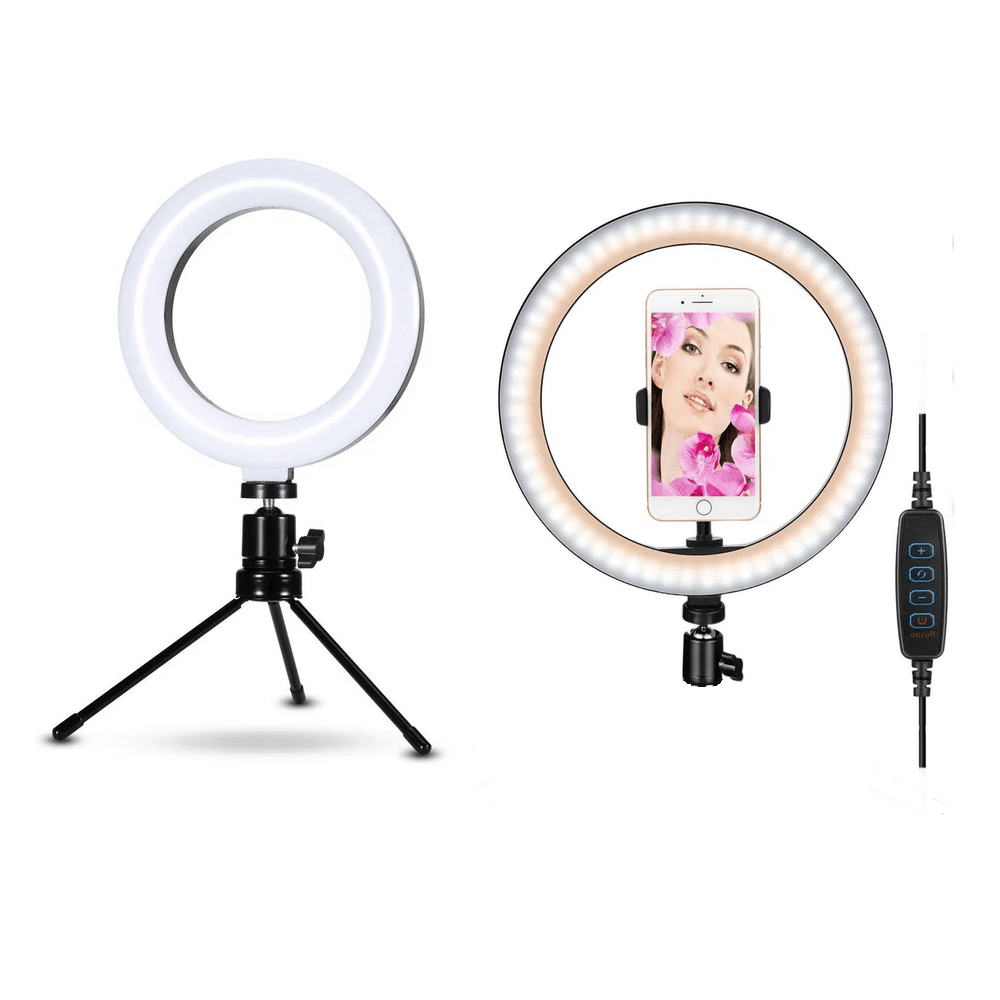 Ring Light Anel de Luz LED com tripé e suporte para telemóvel