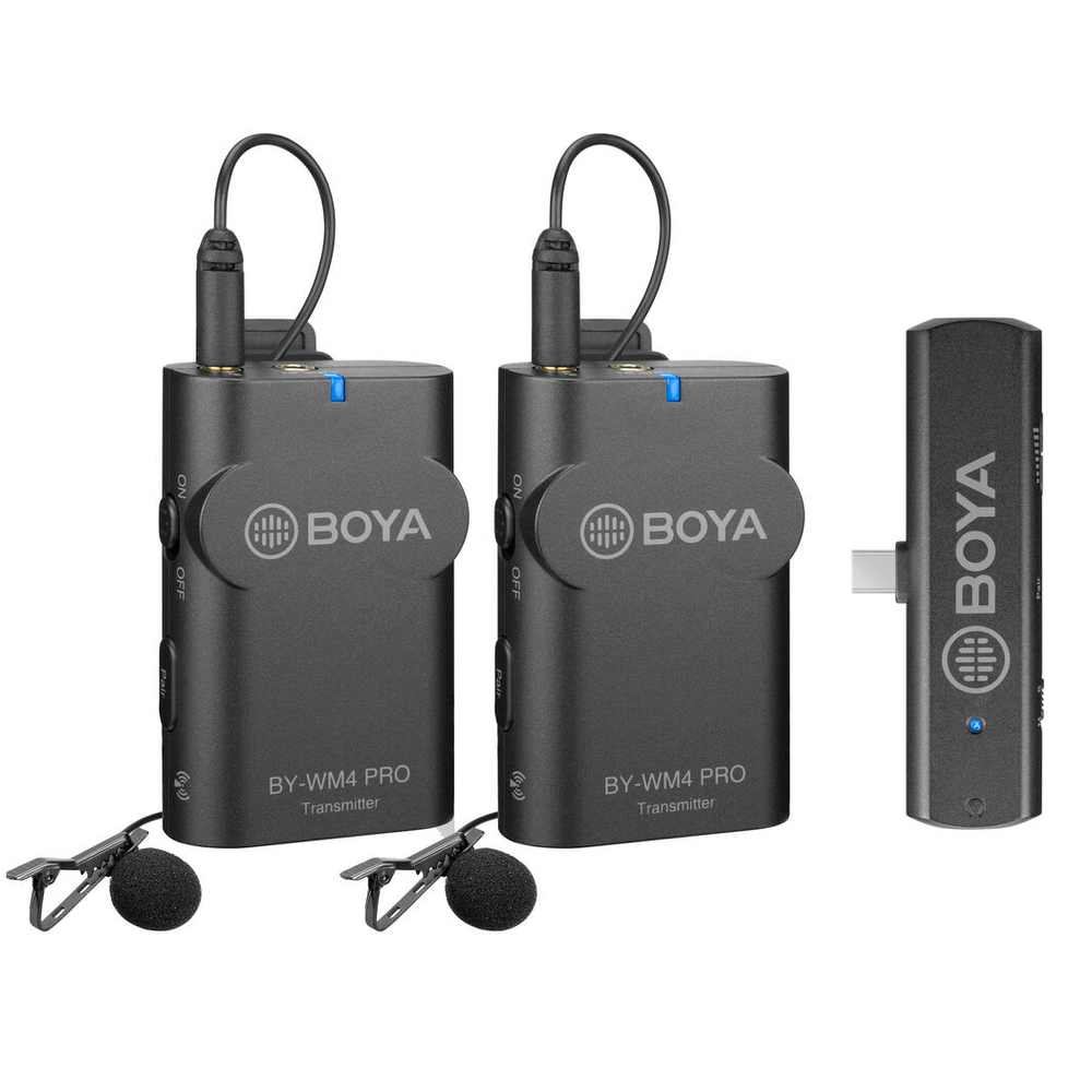 Microfone-de-Lapela-Duplo-Sem-Fio-Boya-BY-WM4-Pro-K6-para-Dispositivos-e-Smartphones-Android--USB-C- Microfone-de-Lapela-Duplo-Sem-Fio-Boya-BY-WM4-Pro-K6-para-Dispositivos-e-Smartphones-Android--USB-C-