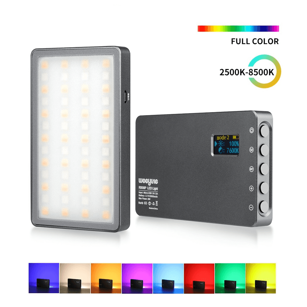 Iluminador-LED-Weeylite-RB08P-Mini-RGB-Portatil-Full-Color--2500K-8500K- Iluminador-LED-Weeylite-RB08P-Mini-RGB-Portatil-Full-Color--2500K-8500K-