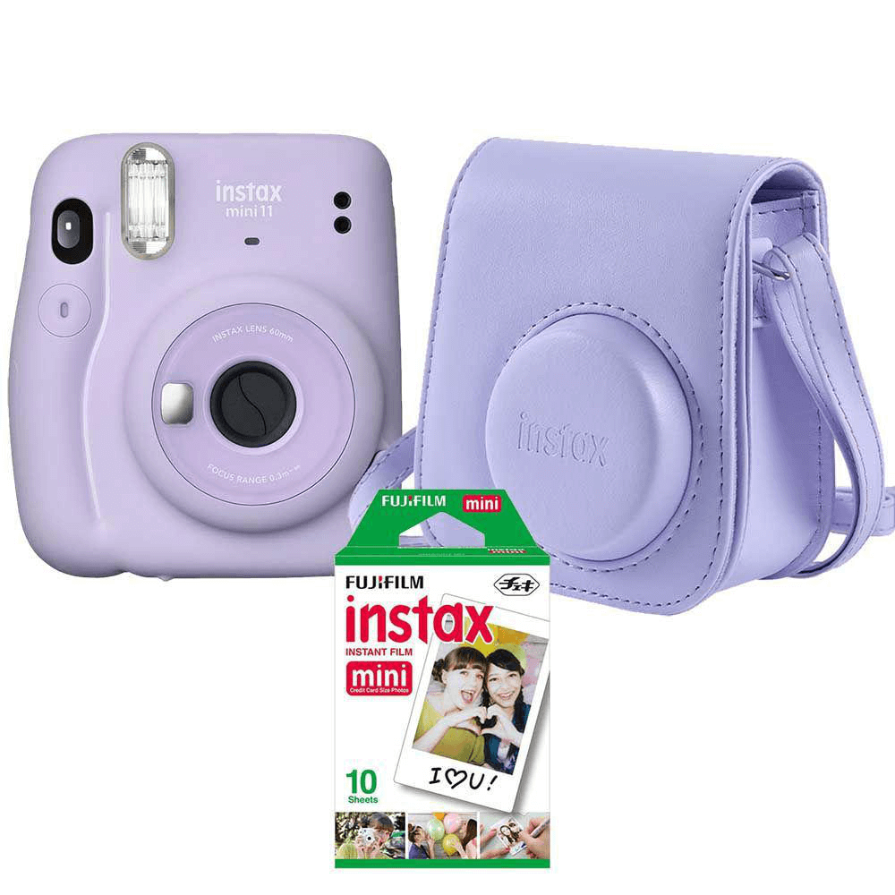 Kit Fuji Instax Mini11 Lilás + Bolsa + 10 Filmes - eMania Foto e Video