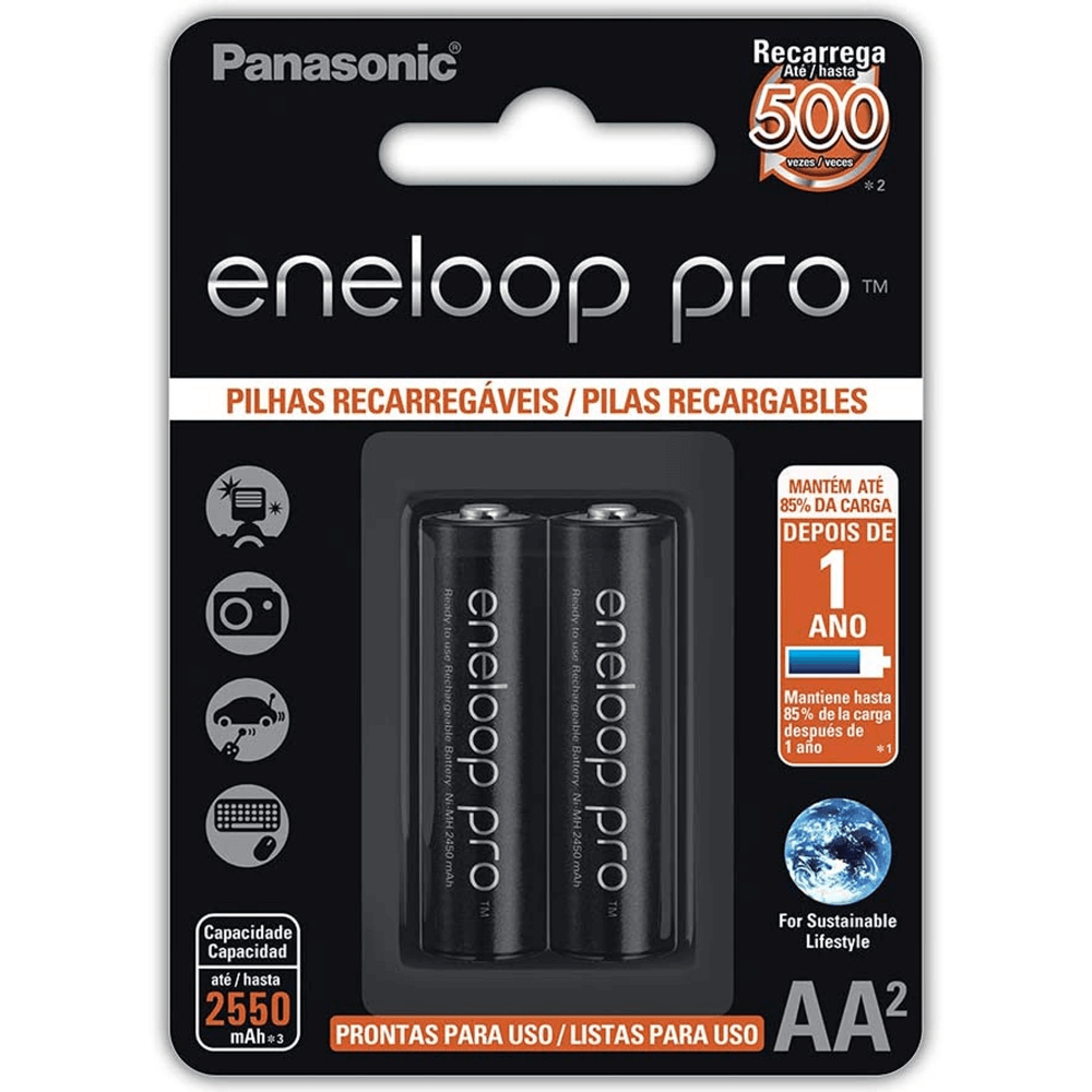 Pilha-Recarregavel-AA-2x-Unidades-Panasonic-Eneloop-Pro-Ni-MH-de-2550mAh Pilha-Recarregavel-AA-2x-Unidades-Panasonic-Eneloop-Pro-Ni-MH-de-2550mAh