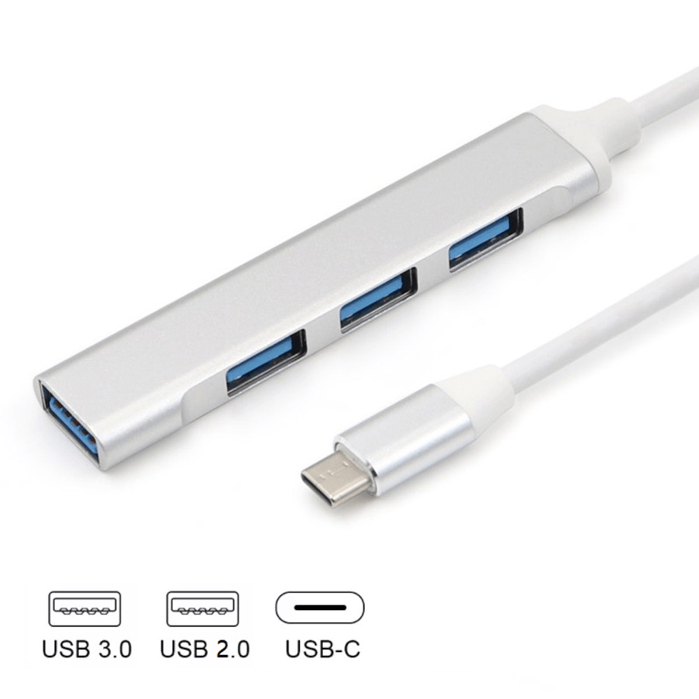 Hub-Adaptador-USB-C-OTG-com-4-Portas-3x-USB-2.0---1x-USB-3.0-de-Alta-Velocidade Hub-Adaptador-USB-C-OTG-com-4-Portas-3x-USB-2.0---1x-USB-3.0-de-Alta-Velocidade