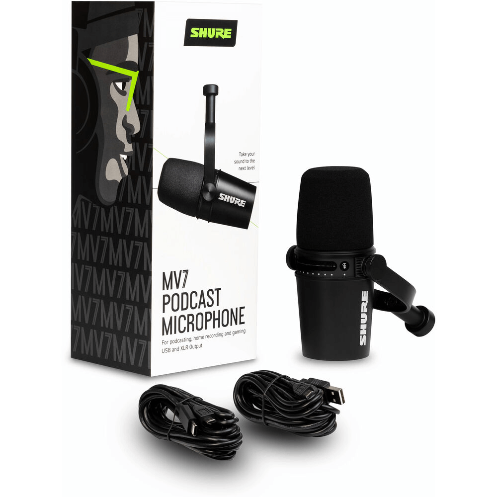 Microfone Shure MV7 Podcast - eMania Foto e Video